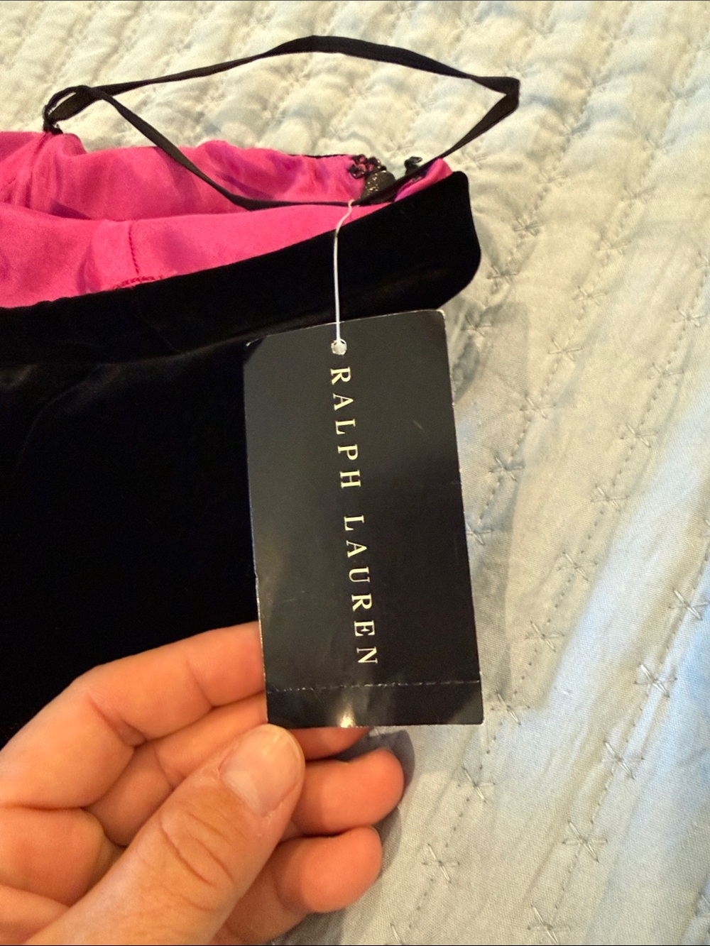 Ralph Lauren Black Label Velvet Strapless Dress with Satin Sash - Picture 8 of 8